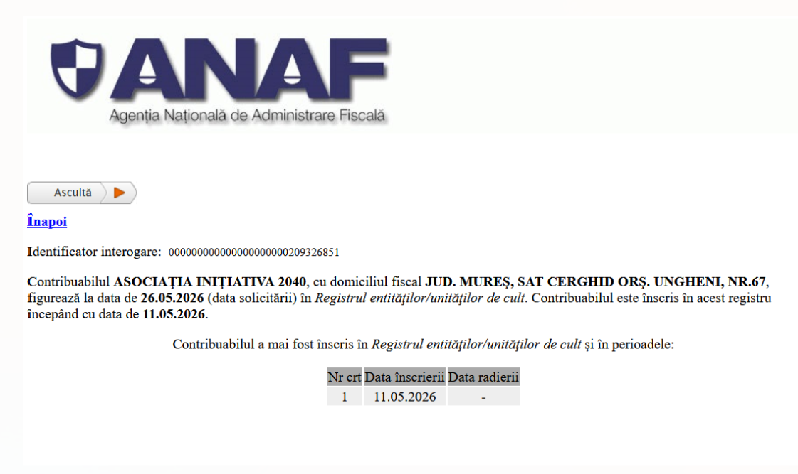 Registrul entităților — ANAF